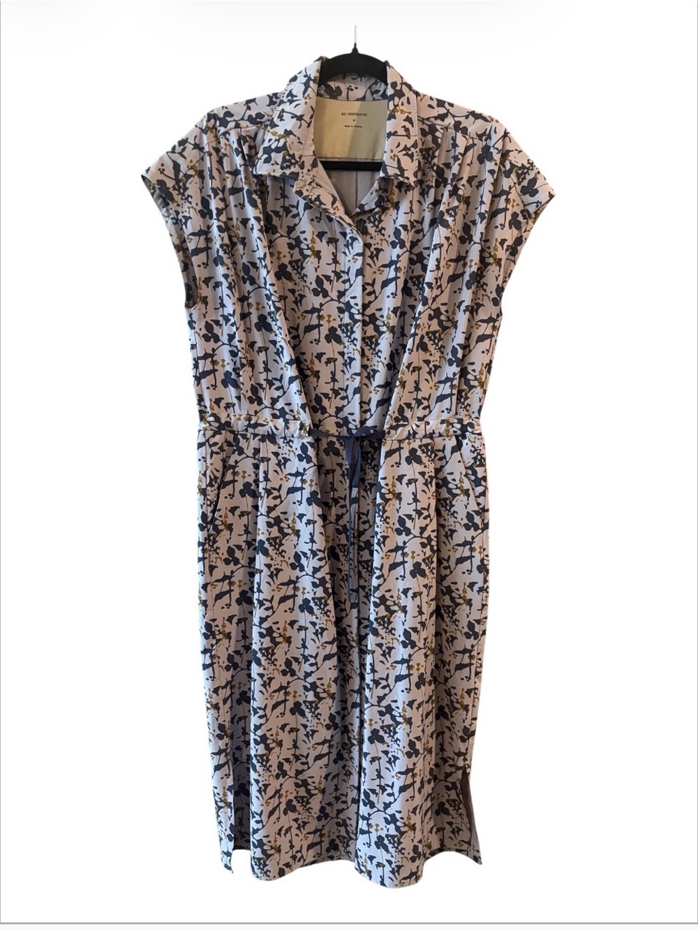 REI Cooperative M Abstract Print Drawstring Shirt Dress